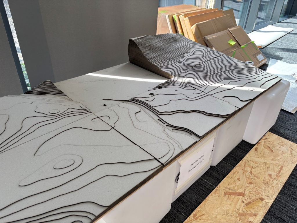 The model during the assembly phase. 