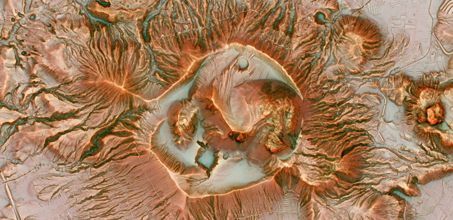  Visualisation of elevation for a Japanese Volcano | source:  Maps We Love  