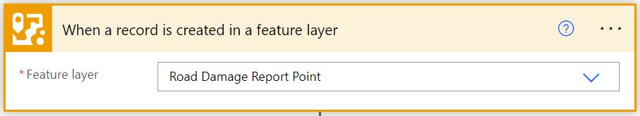 Window in Power Automate for specifying feature layer in automation workflow