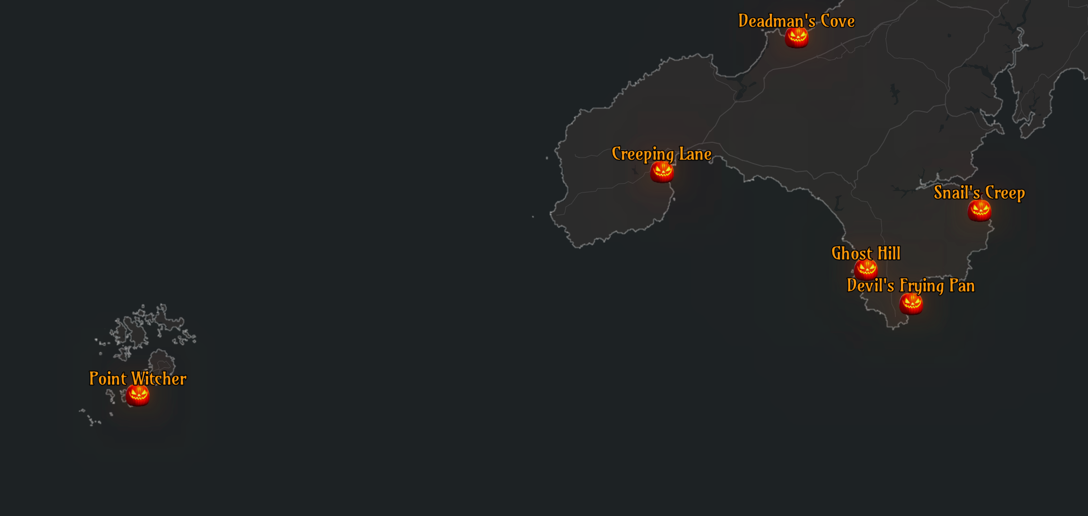 Halloween Map with updated dark basemap from the Living Atlas in ArcGIS Online's Map Viewer