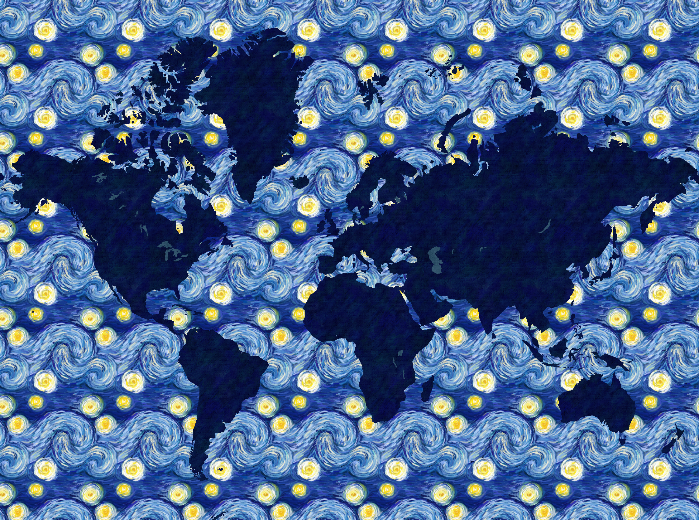 Image of The Starry Night Basemap at a world scale. 