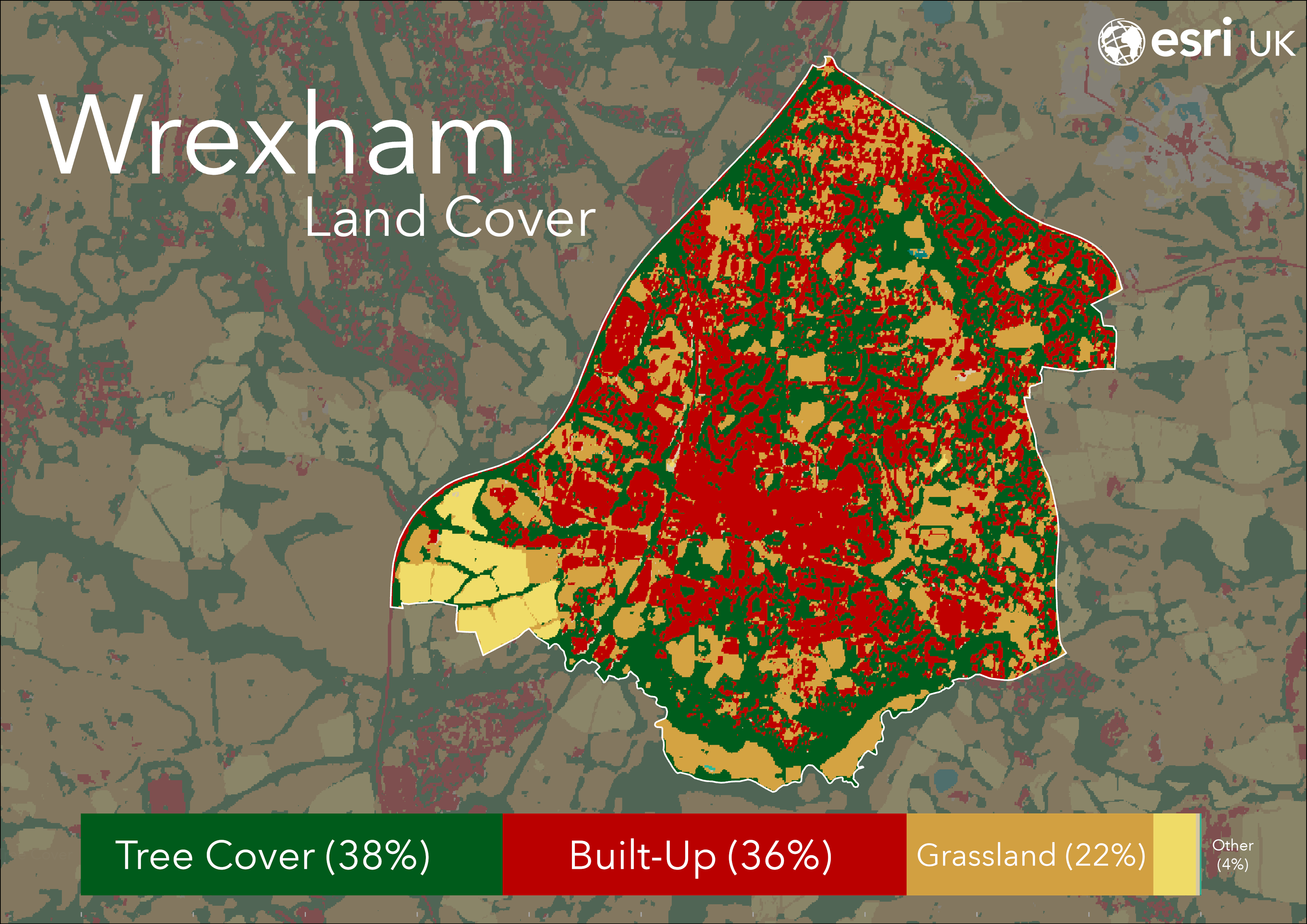 Land cover map of Wrexham