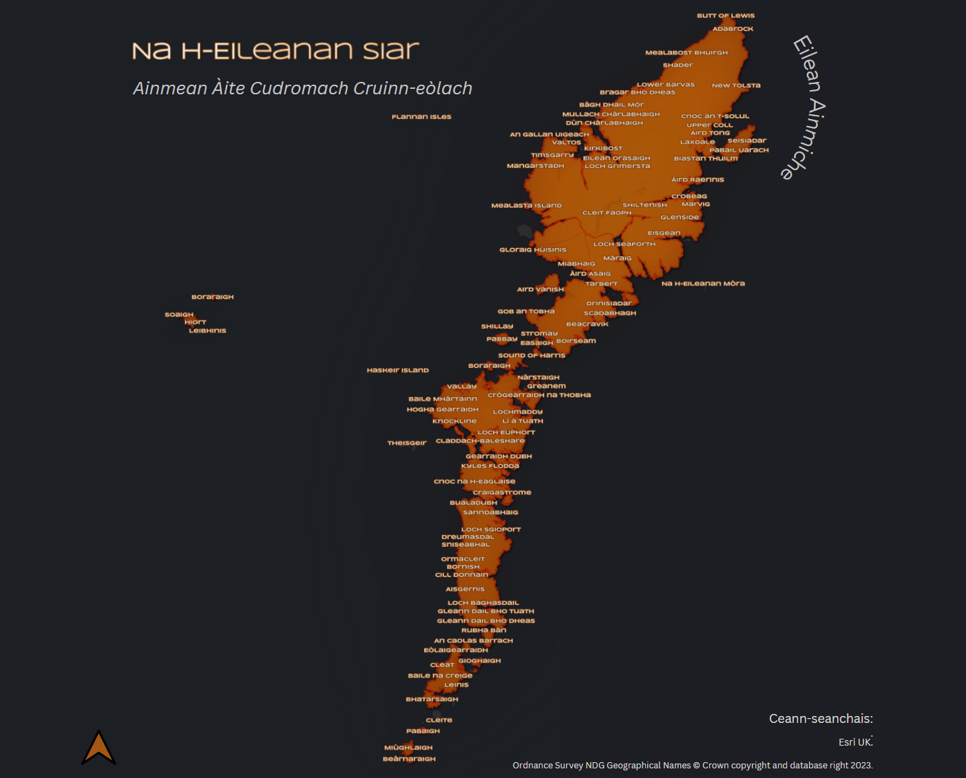 Fig 5: OS NGD Named Areas of Geographical Significance on the Western Isles.   