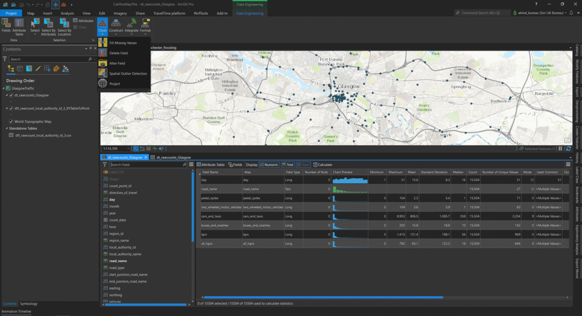 The new Data Engineering menus in ArcGIS Pro