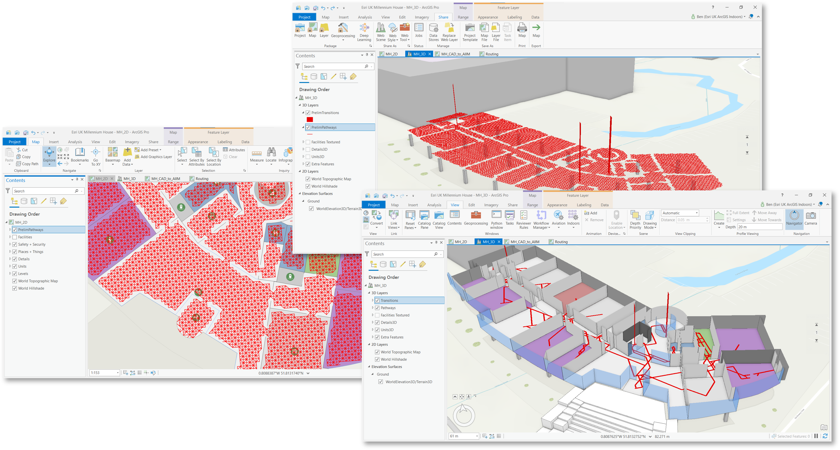 Create route networks inside building.