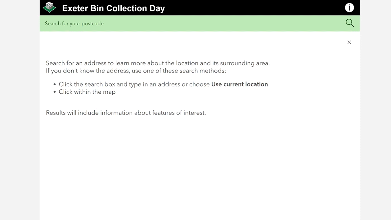 GIF of a bin collection app using the Zone Lookup template