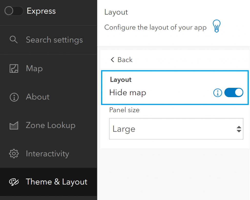 Configurations on how to create a non-map centric app within ArcGIS Instant Apps