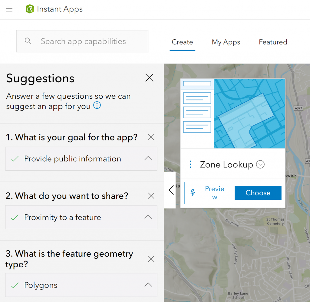 ArcGIS Instant App template suggestions on when to use Zone Lookup template
