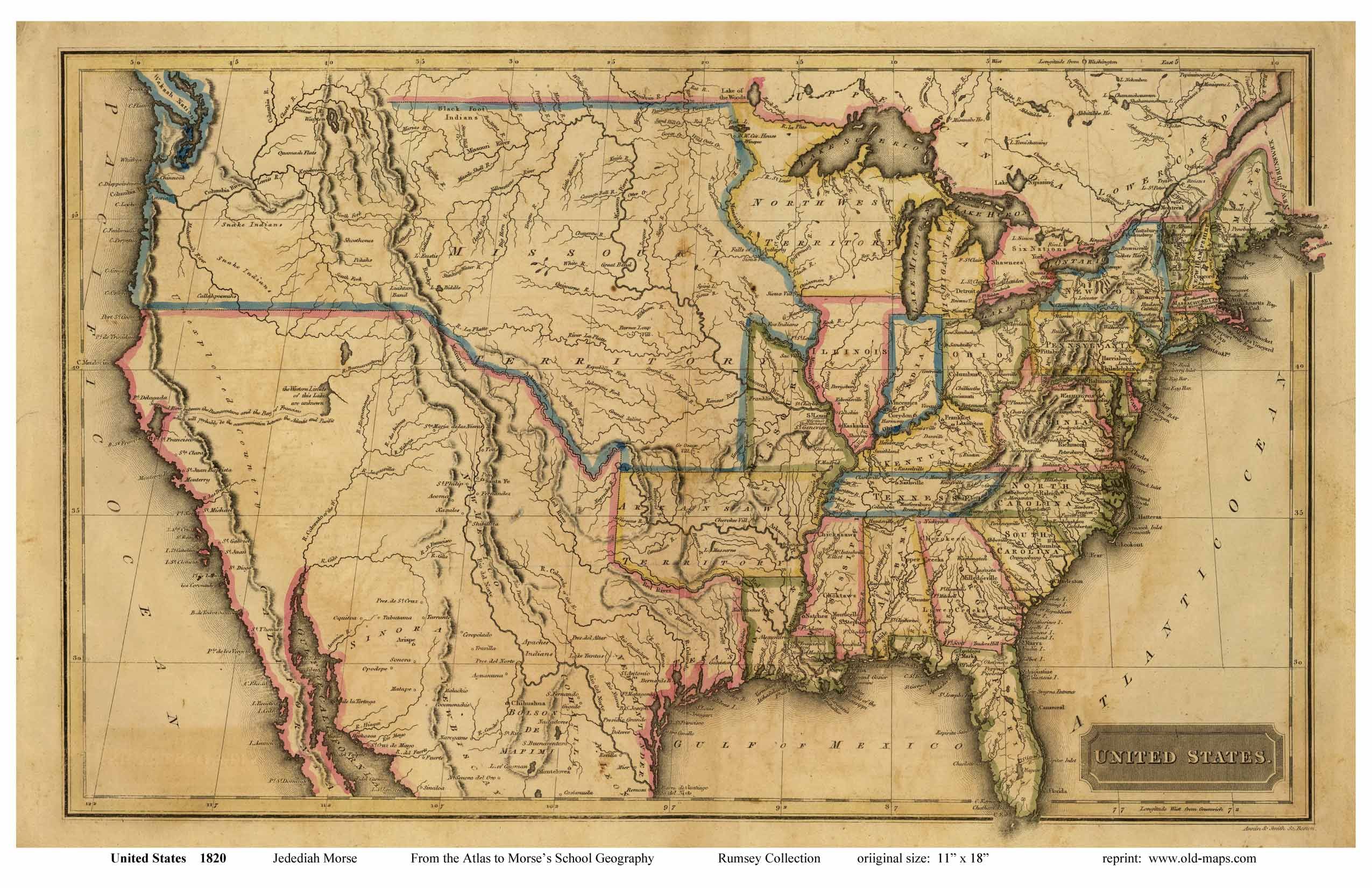 old map of the united states