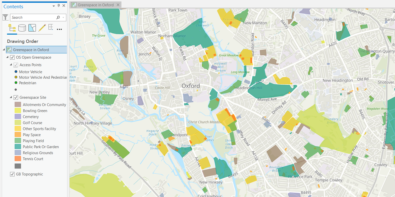 Greenspace Sites in ArcGIS Pro.